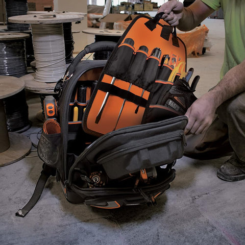 Backpack interior reveals 48-pocket layout for comprehensive organization