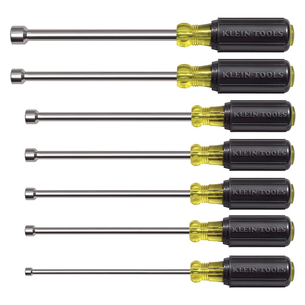 Klein Tools 647M magnetic nut driver set front view showing compact handle