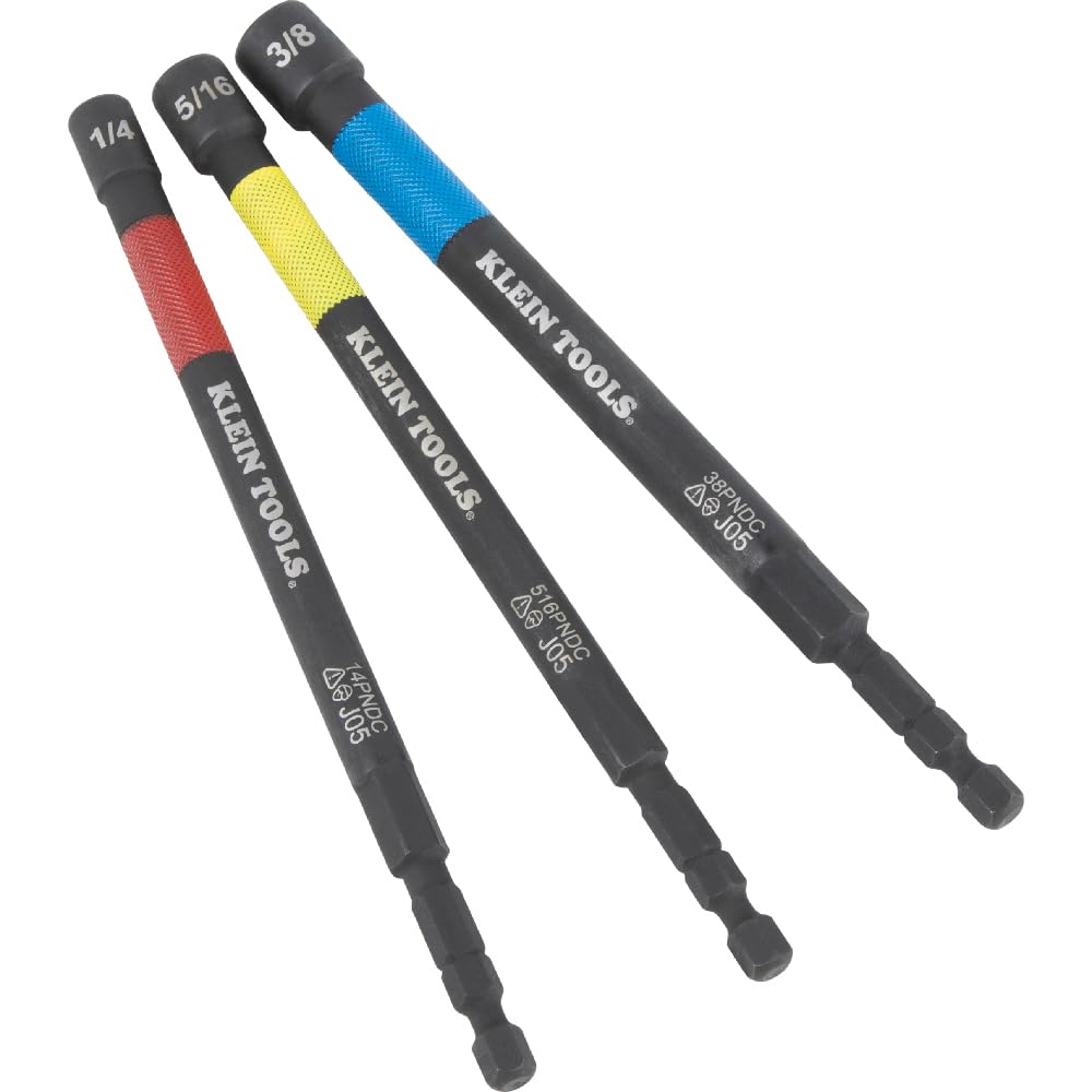 Klein Tools 65411PK3 magnetic color-coded nut setter 5/16 inch ideal for recessed work.