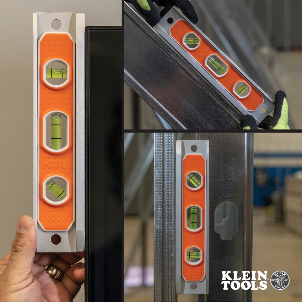 Klein Tools 935R level orange body aids quick location on site.