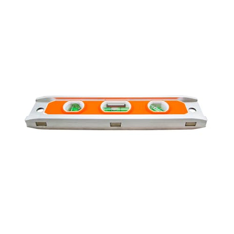 Klein Tools 935R level orange body stands out in clutter.