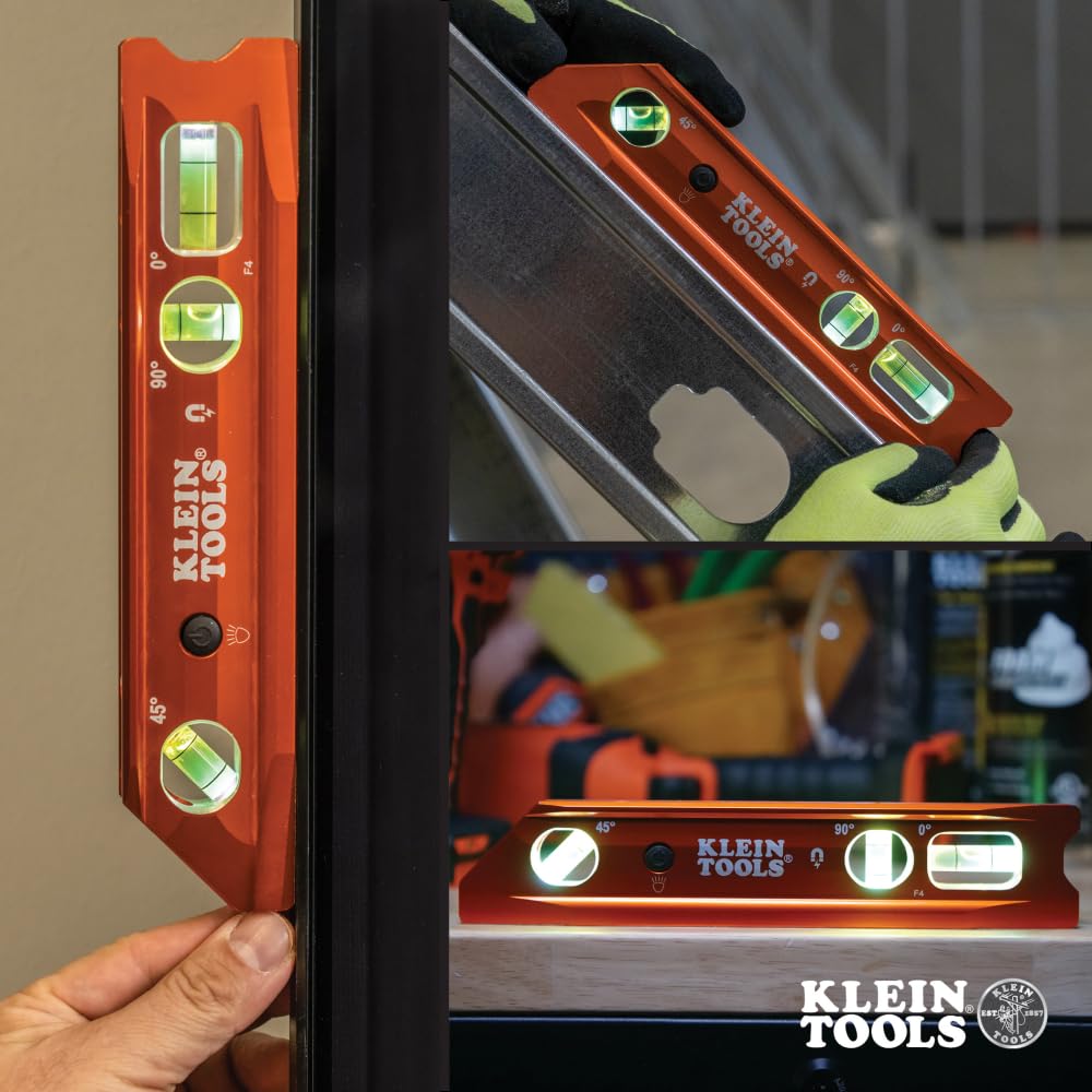 Klein Tools 935RBLT high-visibility orange body keeps the tool easy to spot.