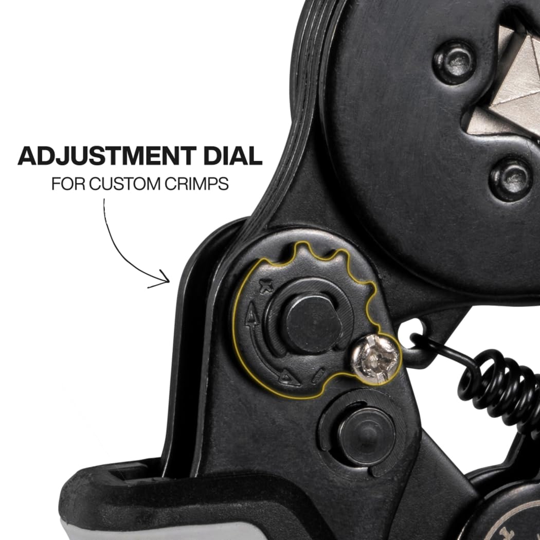 Klein Tools built-in ratchet and dial for consistent results during crimping