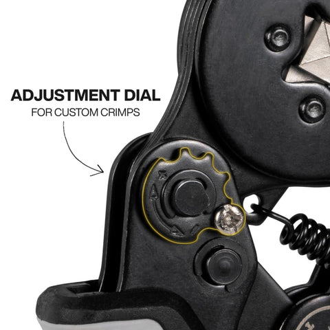 Klein Tools built-in ratchet and dial for consistent results during crimping