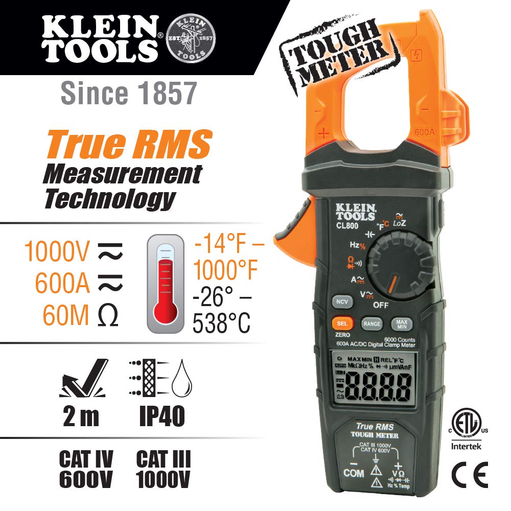 Klein Tools CL800 LoZ mode indicator for ghost voltage identification
