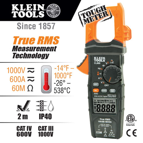 Klein Tools CL800 LoZ mode indicator for ghost voltage identification