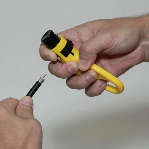 Klein Tools coax kit contents showing complete on-site installation readiness