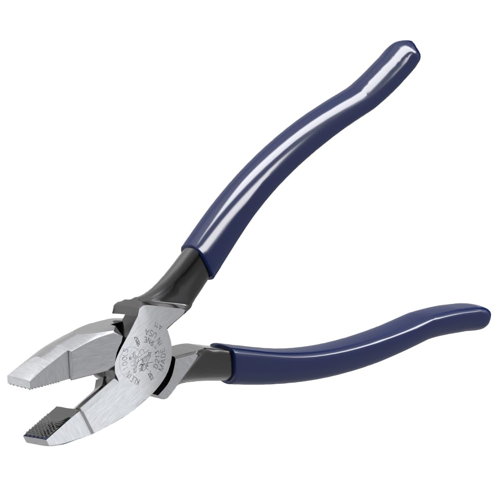 Klein Tools D213-9NE pliers cutting edge close-up for precise cuts.