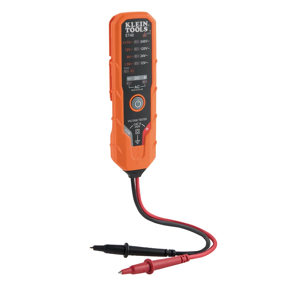 Klein Tools ET40 CAT III 250V double insulation boosts safety during checks.