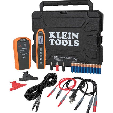 Klein Tools ET450 transmitter with external voltage indicators for safe circuit tracing