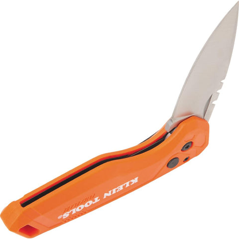 Stainless steel drop point blade on FlickBlade emphasizes sharp, durable edge.