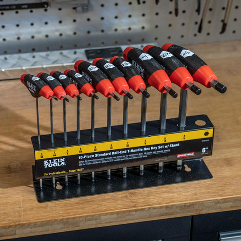 Klein Tools JTH610EB included stand keeps your set organized.