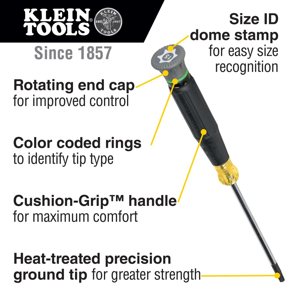 Klein Tools 85617 mini precision screwdriver flat tip 1-8 for tight spaces