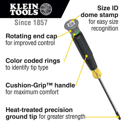 Klein Tools 85617 mini precision screwdriver flat tip 1-8 for tight spaces
