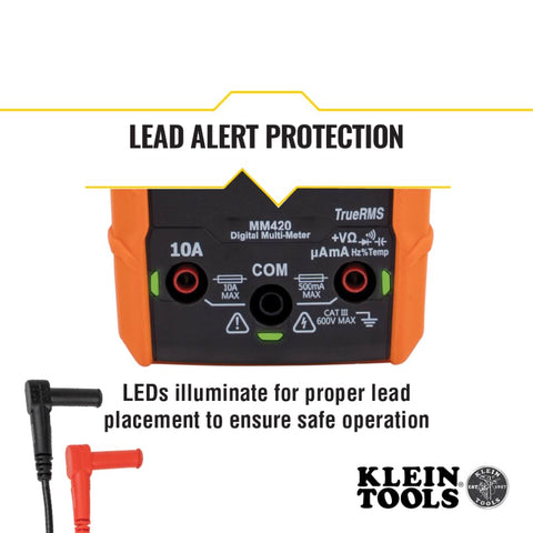 Klein Tools MM420 current measurement up to 10A for load testing