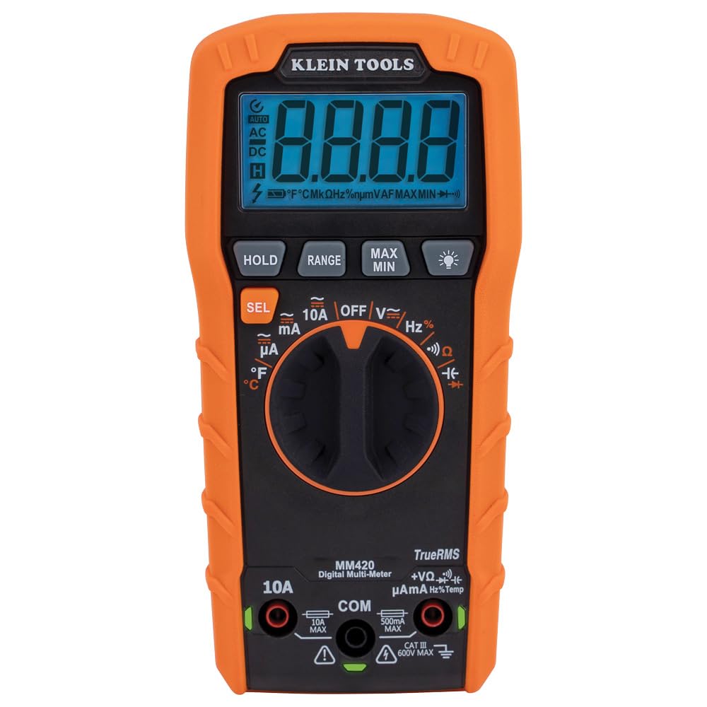 Klein Tools MM420 front panel with controls for quick measurements on site