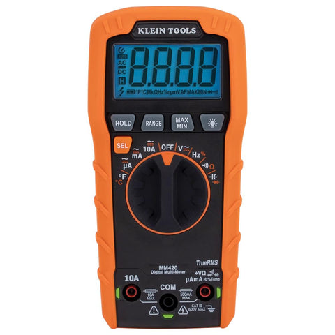 Klein Tools MM420 front panel with controls for quick measurements on site