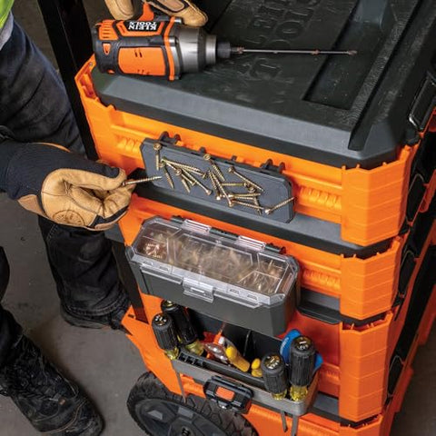 Klein Tools MODbox easy rail installation on side rails.