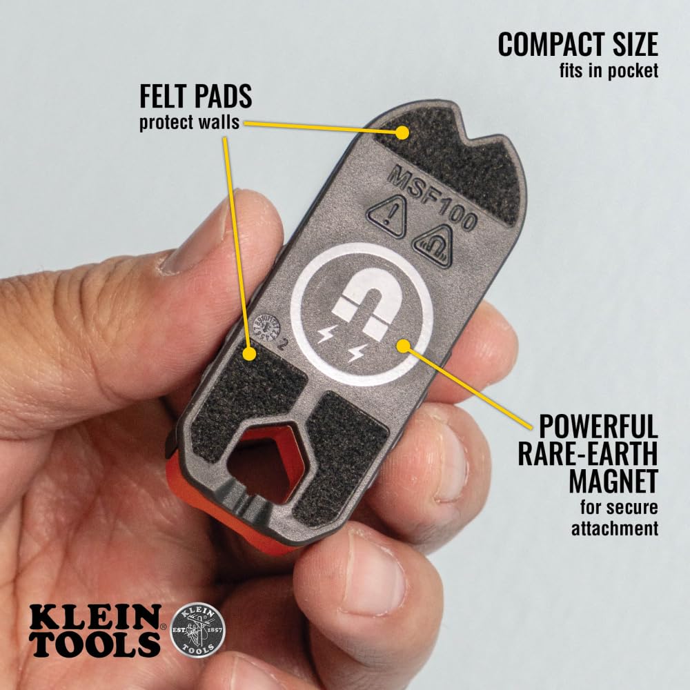 Bubble vial on Klein MSF100 helps level marks for straight installations