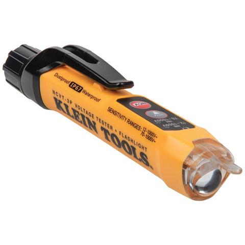 Klein Tools NCVT3PKIT in use testing a residential outlet.