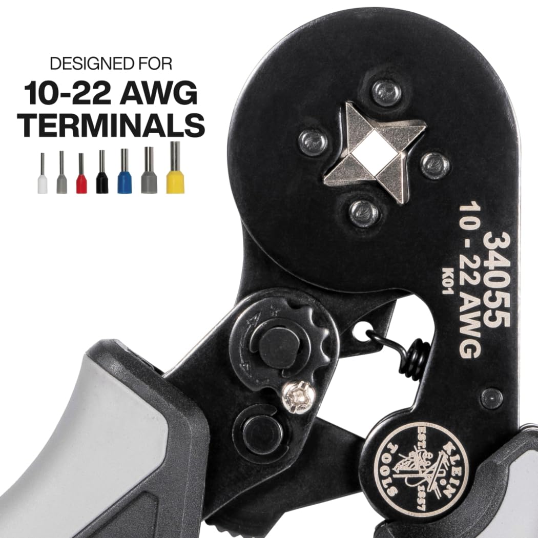 Klein Tools square crimps with four dies delivering 360-degree grip for durable connections