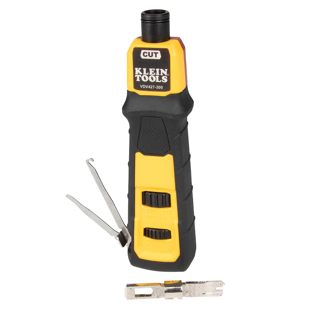 Klein Tools VDV427-300 punchdown tool with 66/110 blade for precise terminations.
