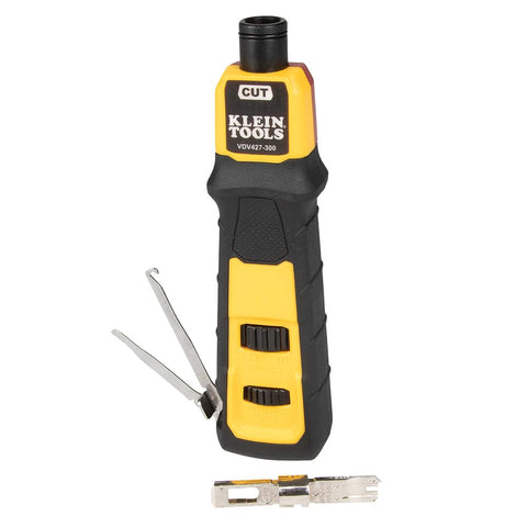 Klein Tools VDV427-300 punchdown tool with 66/110 blade for precise terminations.