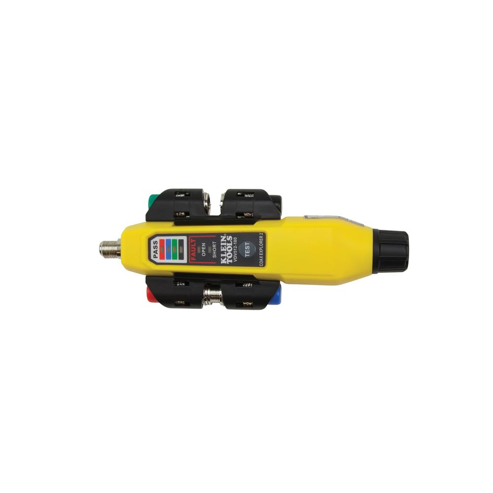 Klein Tools VDV512-101 Explorer 2 coax tester front view for pocket testing.