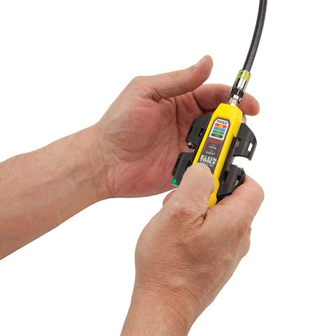 Klein Tools VDV512-101 Explorer 2 LED panel showing PASS, OPEN, SHORT indicators.