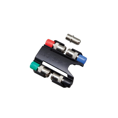 Four color-coded remotes used for quick location mapping in testing.