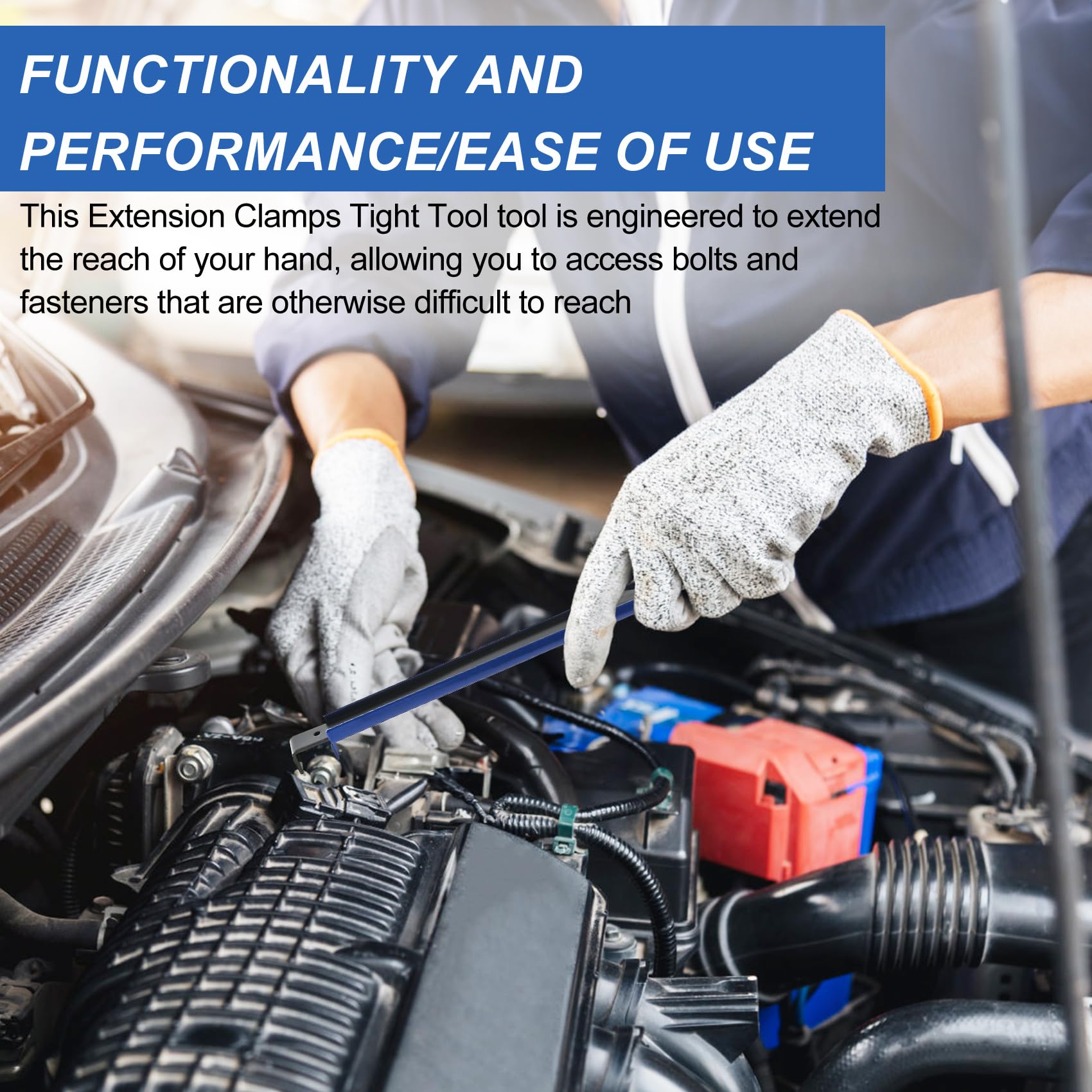 KlenzMate 10.83-inch extension clamp aiding precise torque in cramped areas.