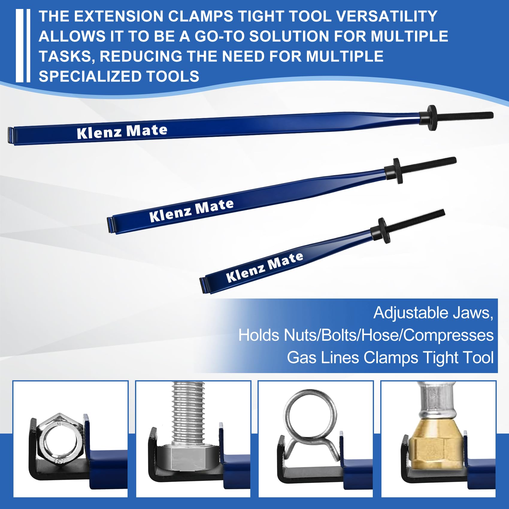 KlenzMate extended clamp tool showing secure grip in tight spaces.