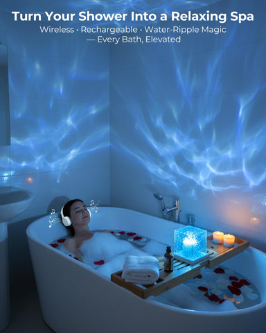 Kleqop 16-color LED shower light with mood options for personalized spa vibes.