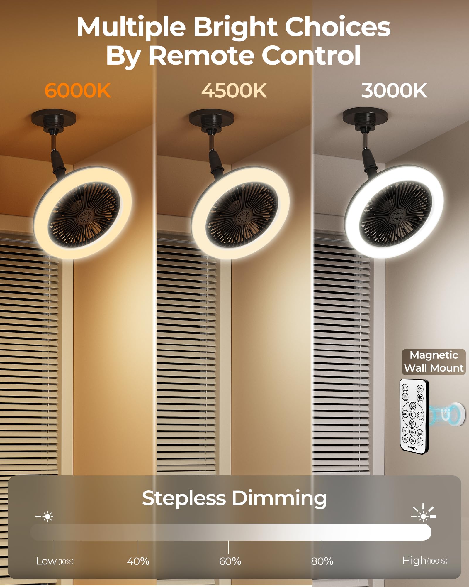Kleqop brushless motor delivers whisper-quiet airflow.