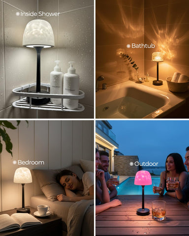 Kleqop shower lamp provides versatile lighting for bath or bedroom