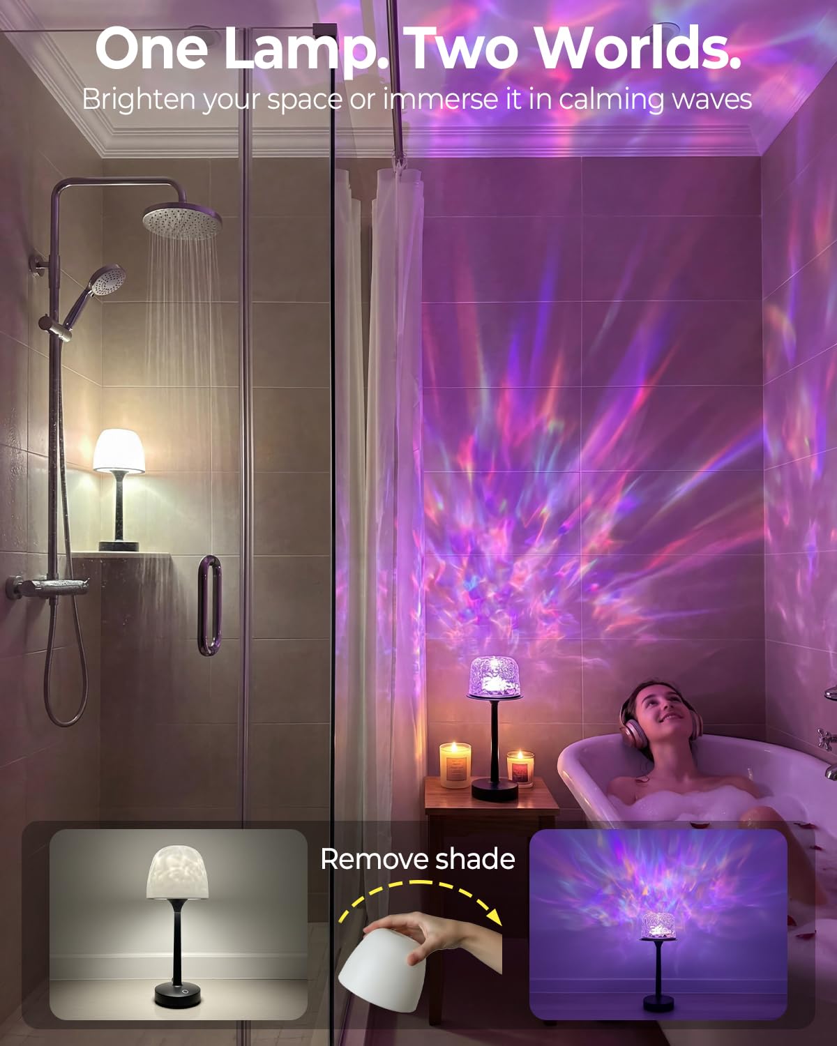 Kleqop shower lamp remote control enables easy color and brightness adjustments