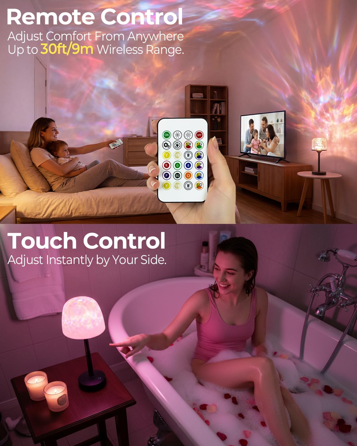 Water ripple effect projector from Kleqop adds soothing visuals