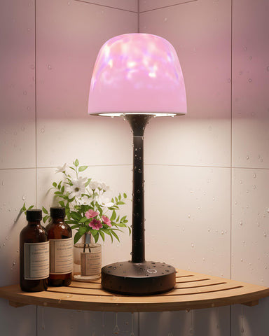 Kleqop shower lamp shows ocean projection for relaxing bathroom ambience