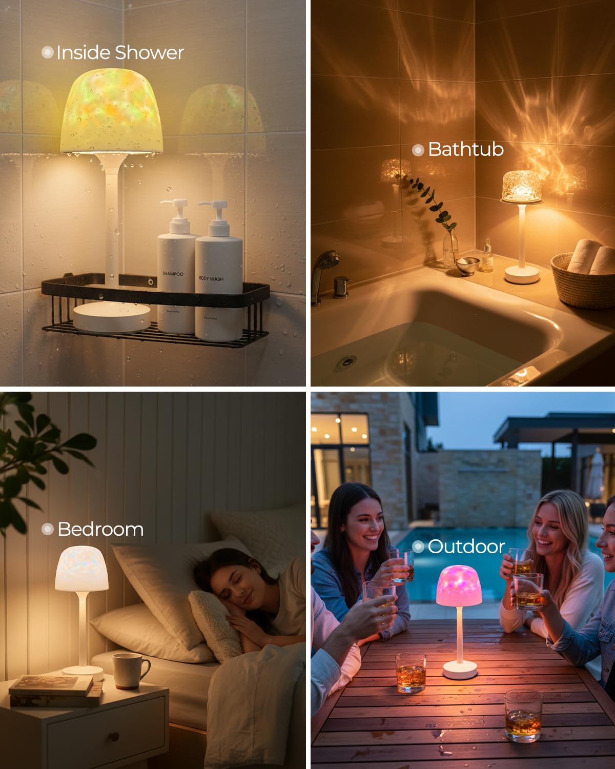 Kleqop spa shower lamp safe for use in damp bathrooms