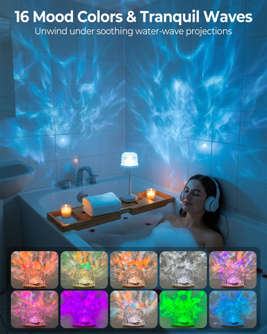 Kleqop spa shower lamp projects calming ocean waves on the ceiling