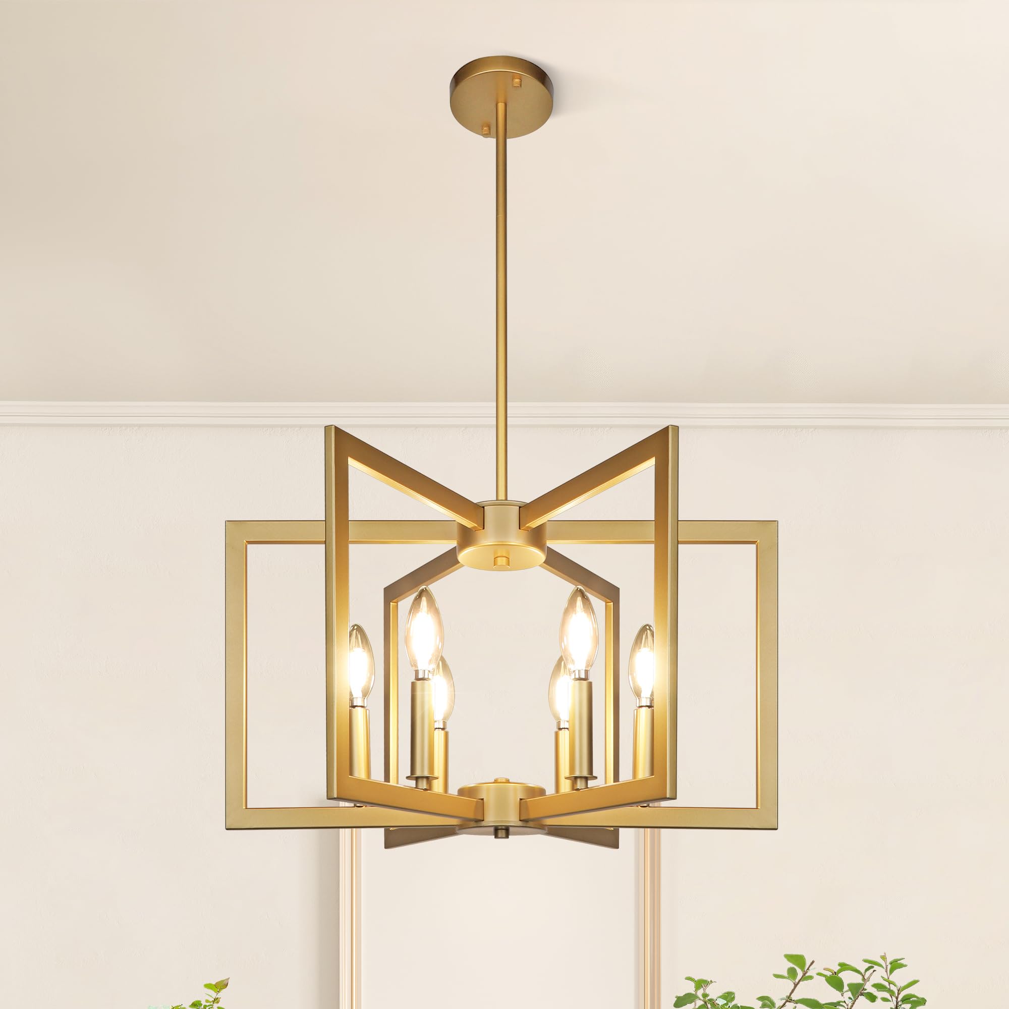 Klgxnrd 6-light gold pendant assembly showcases balanced modern farmhouse style