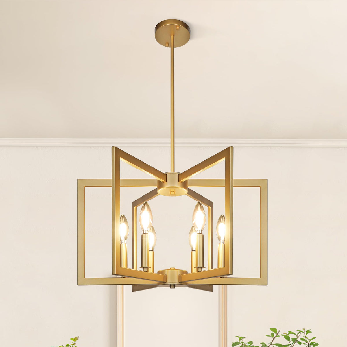 Klgxnrd 6-light gold pendant assembly showcases balanced modern farmhouse style