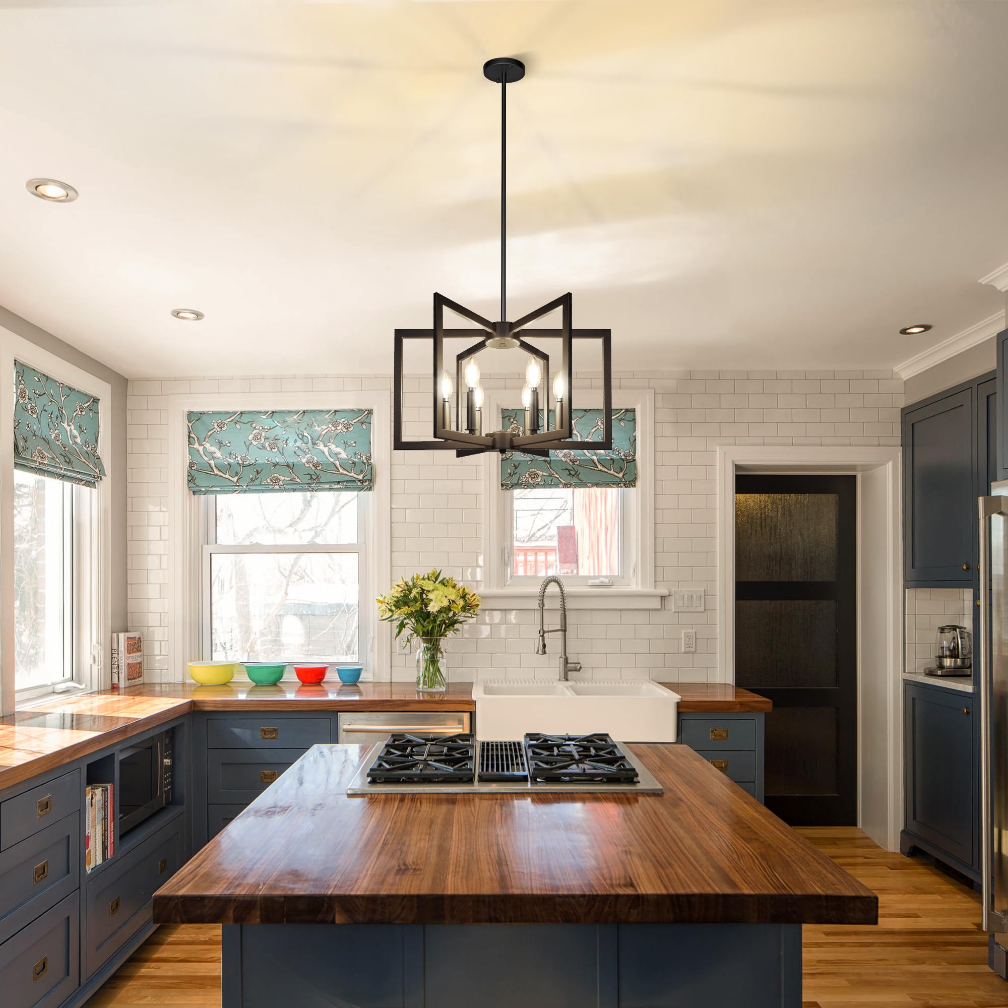 Klgxnrd geometric pendant for kitchen island delivering focused, mood-enhancing task lighting.