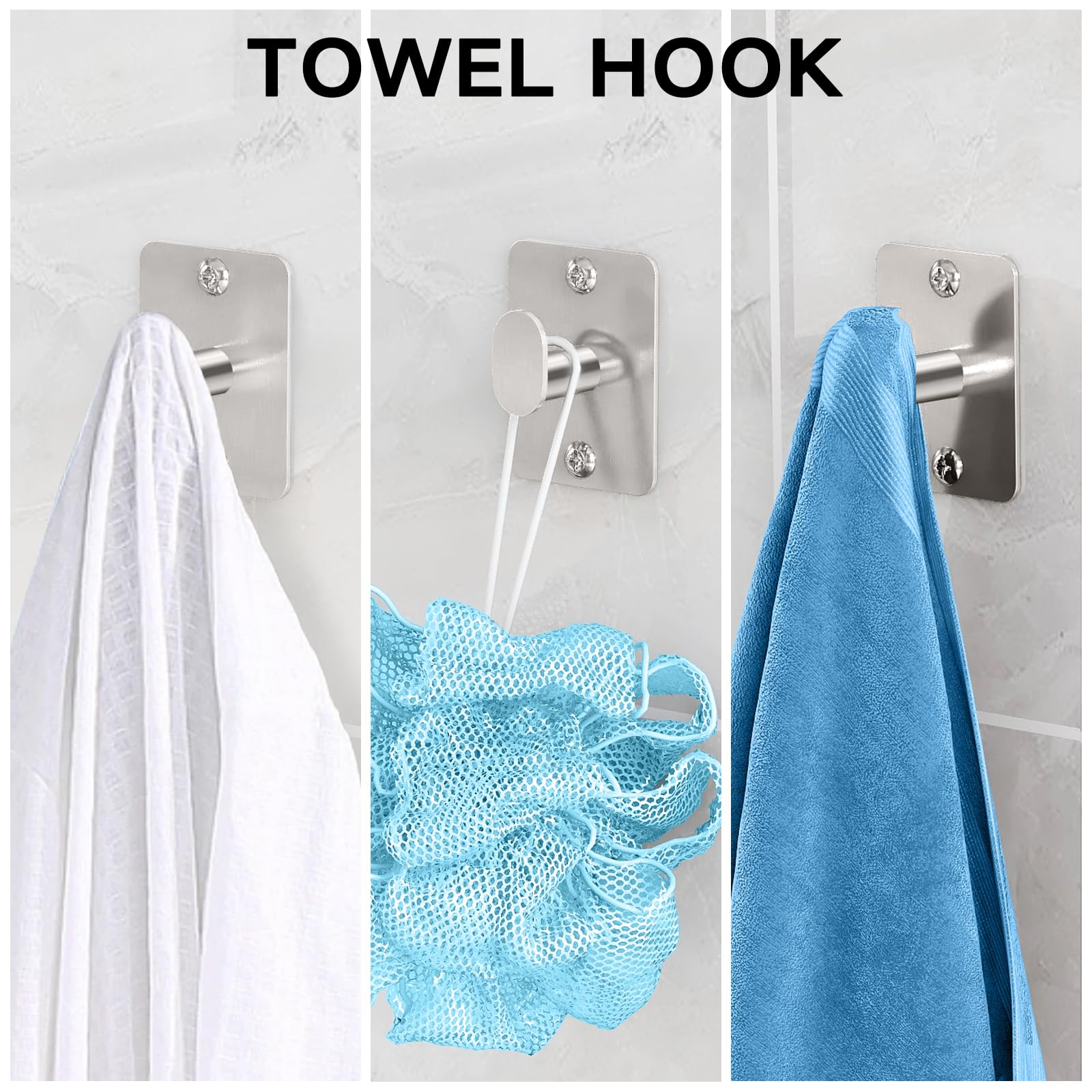 KLJKPA brushed nickel 4-piece bathroom hardware set arranged together