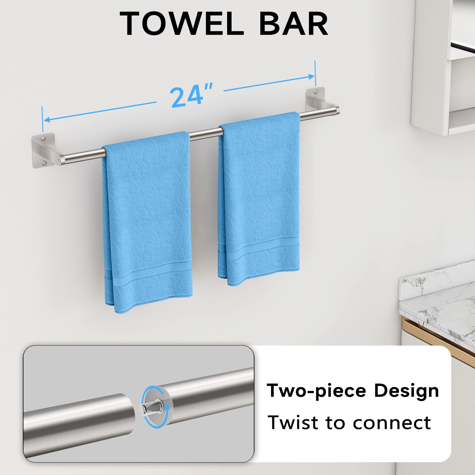 KLJKPA brushed nickel towel ring beside sink for quick towel access