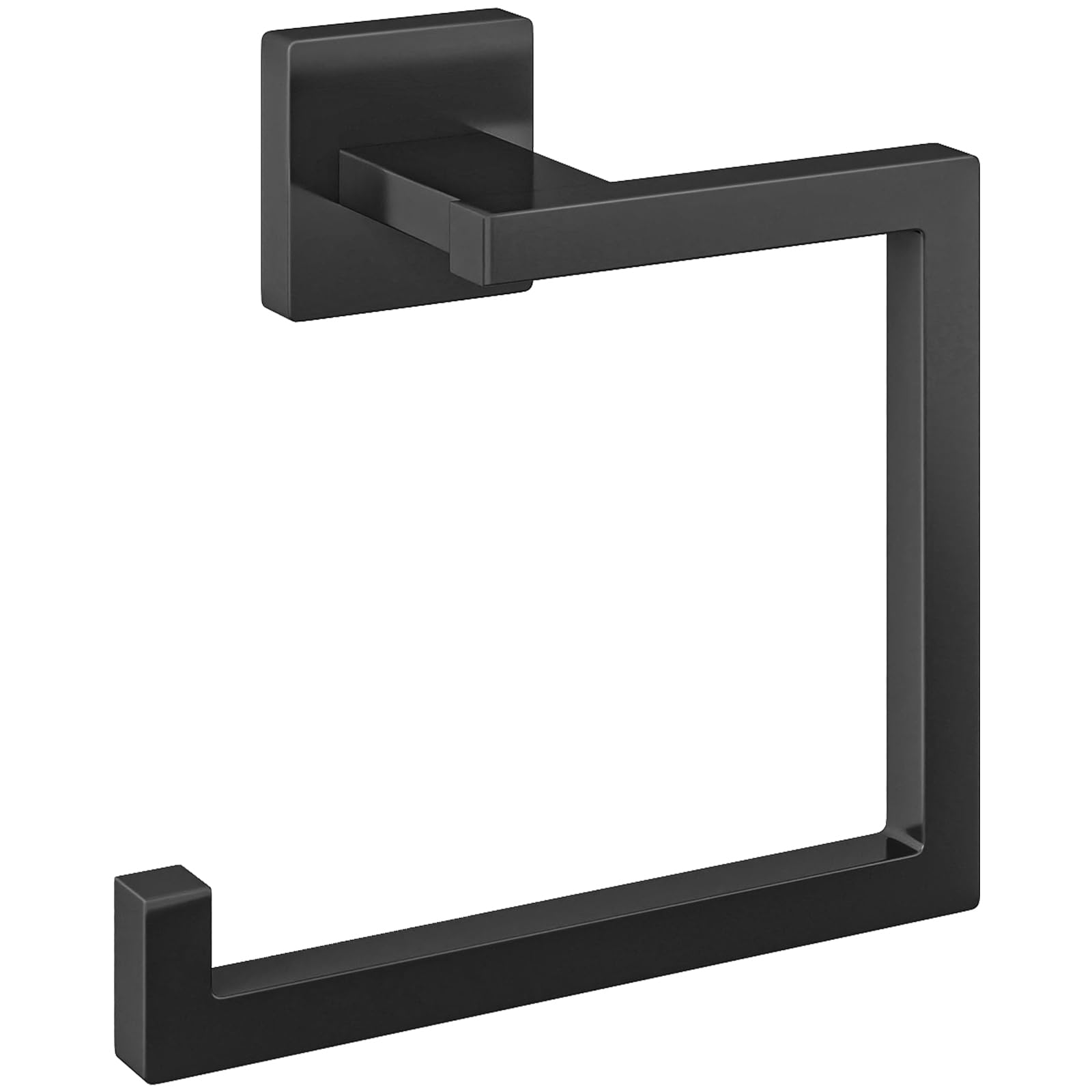 KLJKPA matte black square towel ring front view for stylish bathroom organization