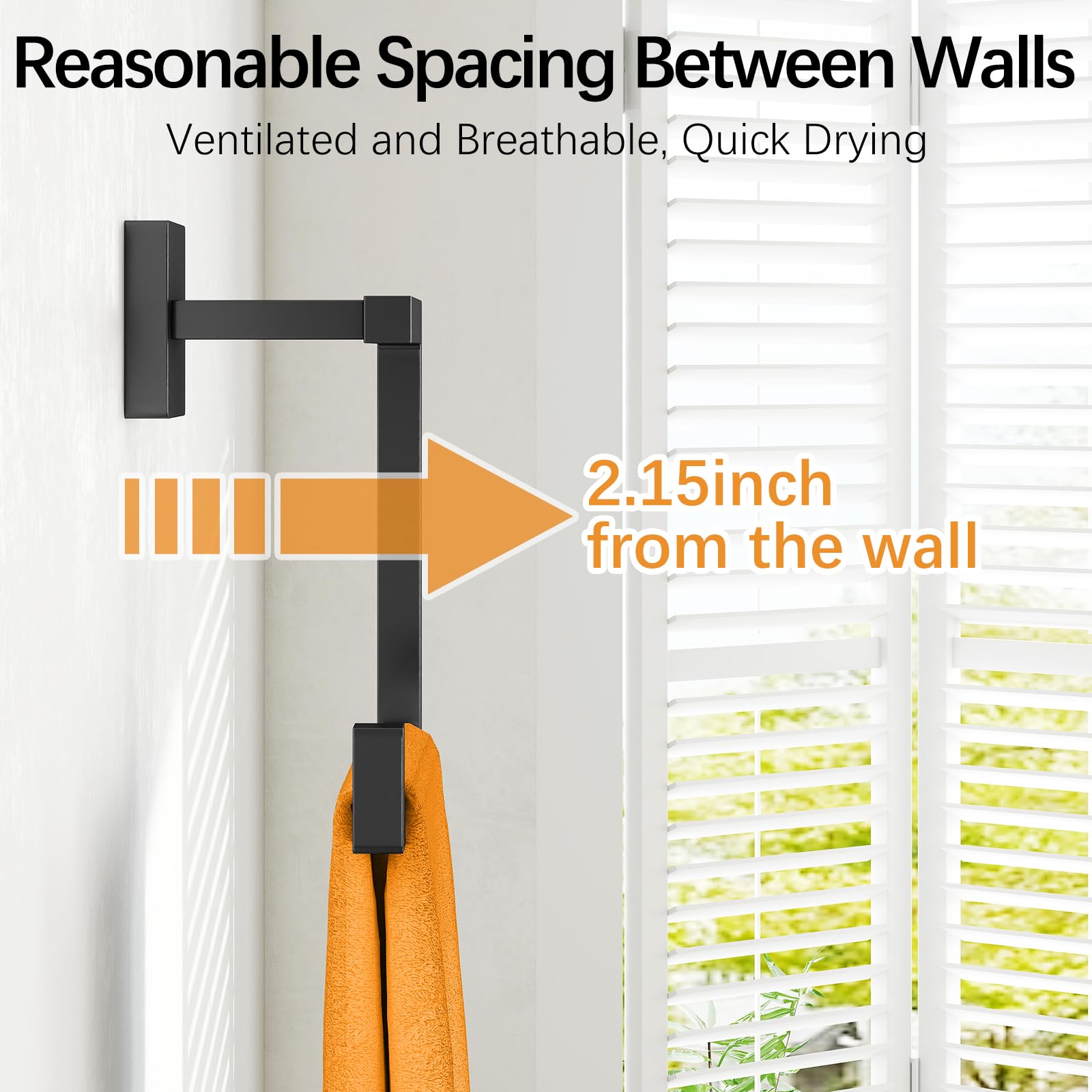 KLJKPA in bathroom scene demonstrating space-saving towel organization