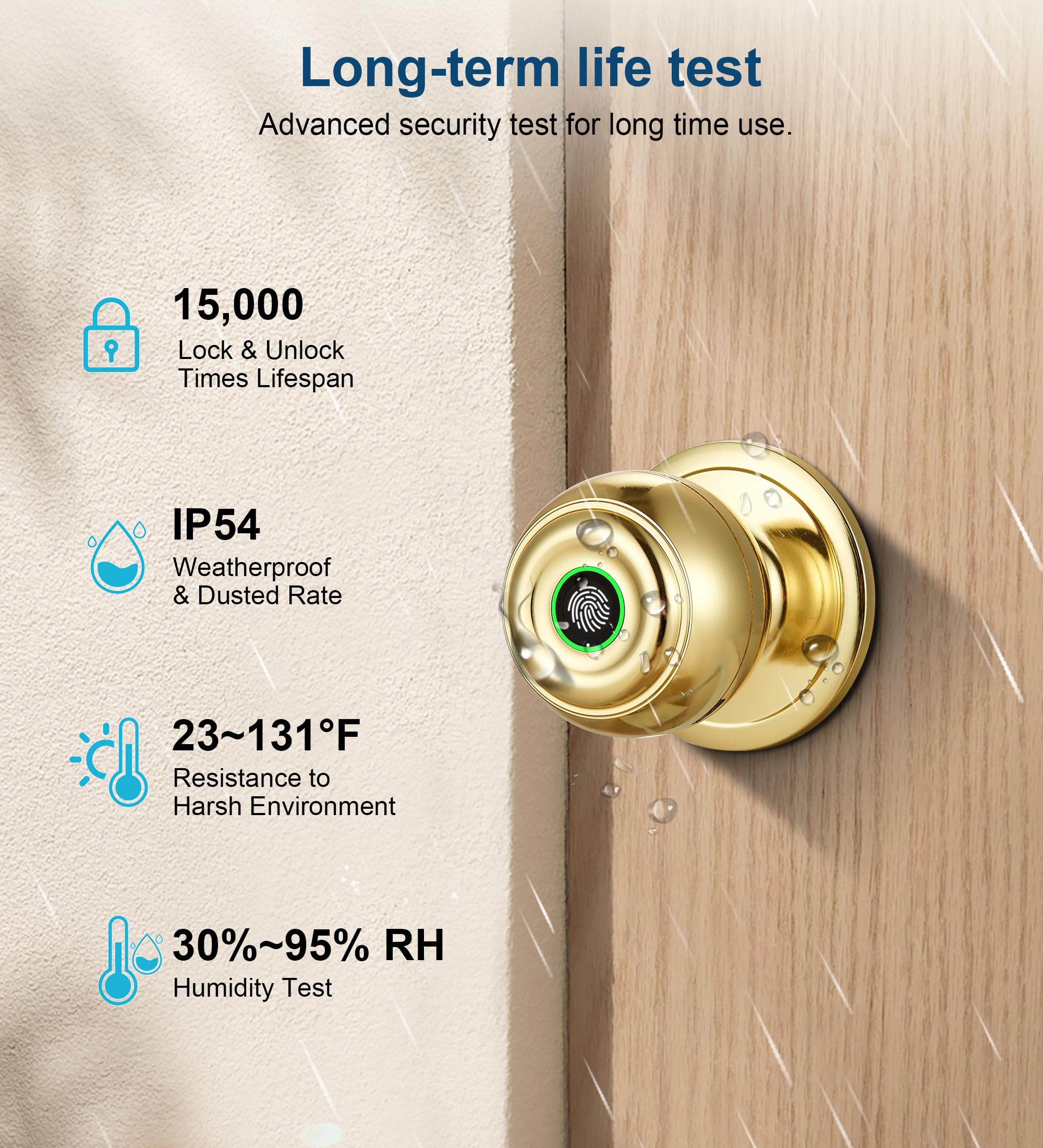 KLLOQUE biometric door lock keyless entry shown in action