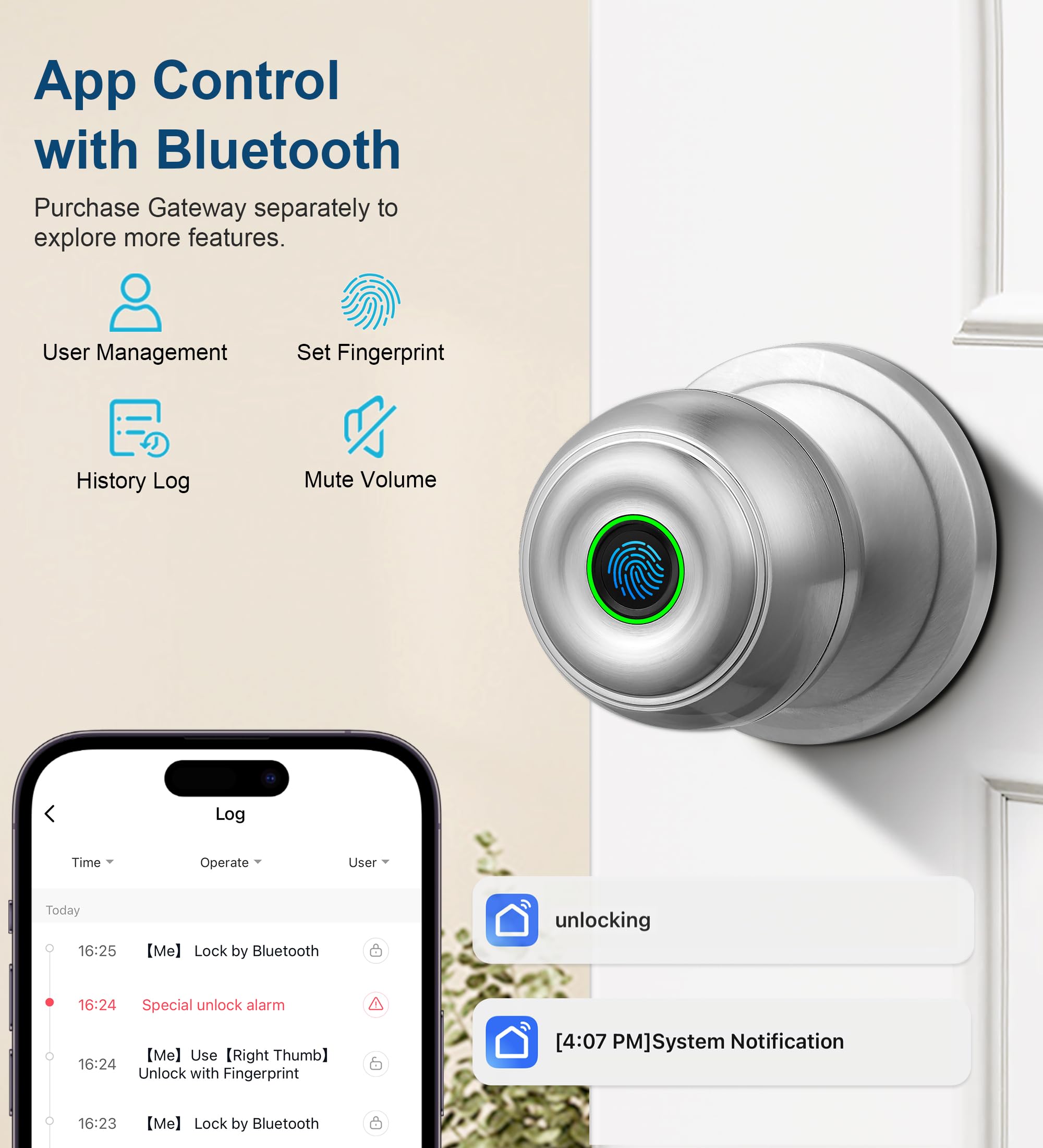 KLLOQUE battery indicator on the door lock signals low power