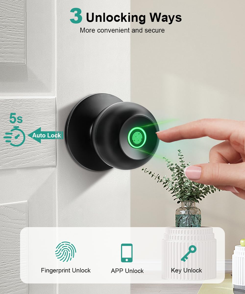 KLLOQUE door lock handle closeup highlighting tactile lever and sensor for fast unlock